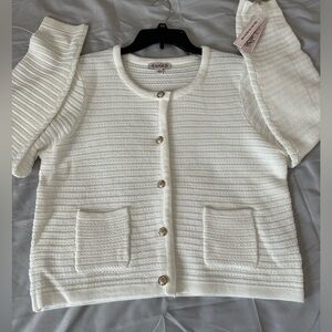 Nanette Lepore Cream Knit Button-Front Cardigan